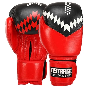 Перчатки боксерские кожаные на липучке Fistrage Fight Gear 7828 размер 12 унций Red-Black