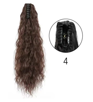 Шиньон на крабе кудрявый хвост темно-коричневый шоколадный (SHKR-C4)