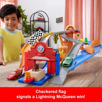 Трек Дисней Тачки Спасательная Гоночная Трасса Disney Pixar Cars Lightning Rescue Road Raceway Mattel JFL57