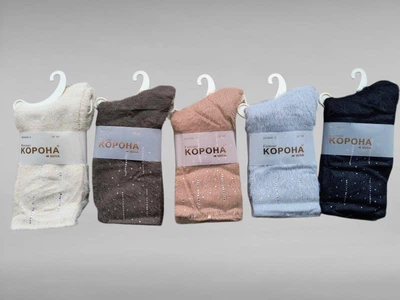 Шкарпетки жіночі теплі зі стразами. Набір з 5 шт. Корона. Розмір 37-41