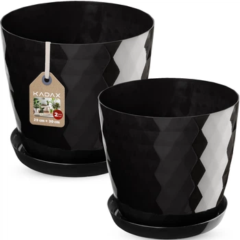 Doniczka na kwiaty Kadax Amily z podstawką 25 cm + 30 cm Czarna 2 szt. (K8171)