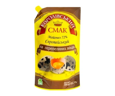 Майонез 72% Европейский на перепеленных яйцах TM Королевский вкус 500 g