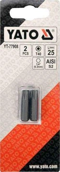 Насадка викруткова YATO : "TORX" T40 x 25 мм, HEX 1/4", AISI S2, 2 шт YT-77908