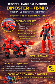 Ігровий набір з фігуркою DINOSTER - ЛУЧІО (фігурка, динозавр-трансформер)