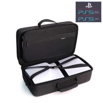 Дорожная сумка-кейс DOBE для переноски игровой консоли PS5 Slim / PS5 Pro (Disk Drive version/Digital Edition) / два геймпада DualSense Sony PlayStation 5 / подставка / пульт / кабели приставки