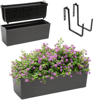 Doniczka Skrzynka balkonowa Kadax Begonia Dluto Uchwyty 19x56 cm Grafit (5903699428832)