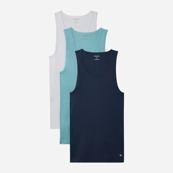 Набор маек нательных мужских хлопковых Calvin Klein NB4036-055 XL 3 шт Синий/Белый/Бирюзовый (014056452997)