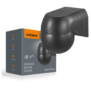 Датчик движения и освещенности VIDEX VL-SPW11B 220V 800W IP44 инфракрасный черный 28934