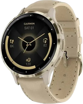 Smartwatch Garmin Venu 3S Soft Gold S. Steel Bezel w. French Gray Case and Leather Band (010-02785-55)