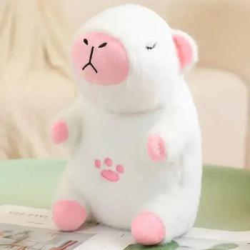 Інтерактивна дихаюча Капібара Snuggle Pulse CapyBuddy 30х15х10 см м'яка музична на 3 батарейках AA, біла