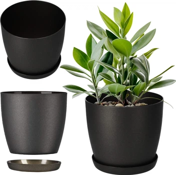 Горщик для квітів Kadax Agen з підставкою 30 см Матовый графит (K2127)