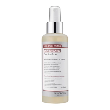 Тонер очищуючий з AHA BHA кислотами Saccharomy Clear Skin Toner Sungboon Editor 160 мл 8809684565698
