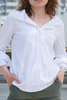Жіноча однотонна блуза з манжетами LadyLike 42 Білий (ll2126510000366)