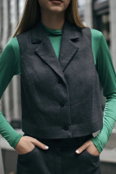 Жіночий жилет прямого крою на ґудзиках LadyLike 50 Темно-сірий (ll2219965591449)