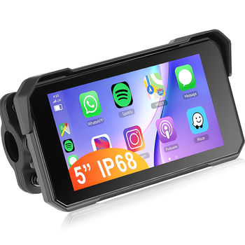 Мультимедийный монитор для мотоцикла Podofo A4058 с Bluetooth, Apple CarPlay и Android Auto, IP68, 5" экран, черный (1322)