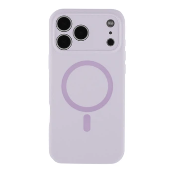Чехол накладка Glow Silicone Case с рамкой камеры для iPhone 18 Pro Max панель-накладка для телефона с Magsafe Light purple