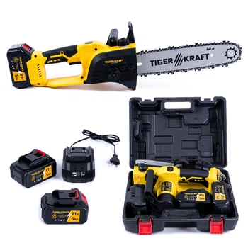 Бесщеточная аккумуляторная цепная пила TigerKraft TG18 PRO (21V 5Ah) Пила 30 см с 2 АКБ для дров