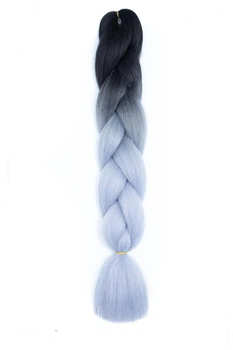 Канекалон омбре В37 60 см Jumbo Braid черно-серый