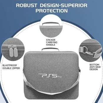 Жорстка сумка для PS5 Pro з великою місткістю — кейс для консолі та геймпадів