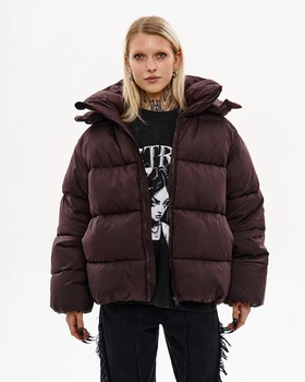 Женская зимняя куртка Tur Wear Хлоя утепленная синтепухом шоколадная размер S-M
