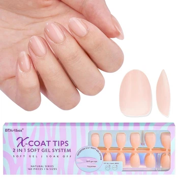 Набор типсы для ногтей миндалевидные короткие BTArtbox Nude, 3 уп*160 шт