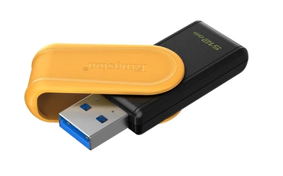 Флешка USB 3.2 512 ГБ с поворотной крышкой, черно-желтая