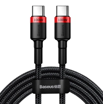 Кабель Baseus Cafule USB-C to USB-C PD 2.0 100W 5A Flash Charging 2m Black/Red (CATKLF-AL91)