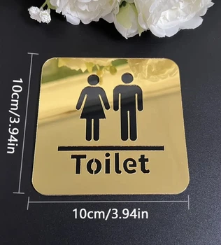 Знак Toilet акриловий квадратний золото
