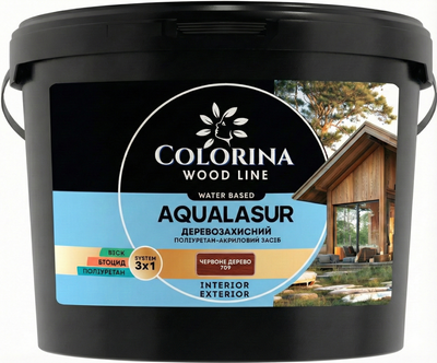 Лазурь деревозащитная с УФ-фильтром Colorina AQUALASUR (2.5 л) красное дерево