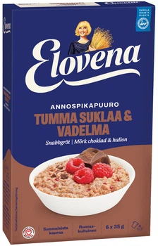 Упаковка Овсяная каша ELOVENA черный шоколад и малина 210г х 9 шт