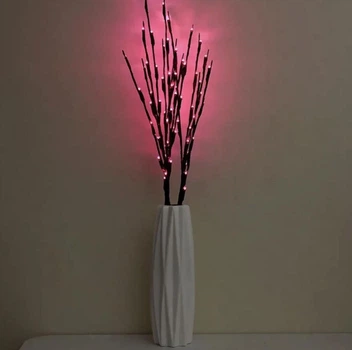 LED светильник ветка 20 ламп, розовый свет, на батарейках, декор интерьера