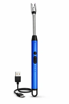 Зажигалка USB электронная гибкая 26 см для свечей, плиты и мангала синяя