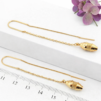 Серьги протяжки Xuping Jewelry длина 7см медицинское золото позолота 18К с1591