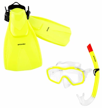 Набір для пірнання Spokey маска + трубка + ласти розмір 32-35 Bojko 928218 Жовтий (5902693282181)
