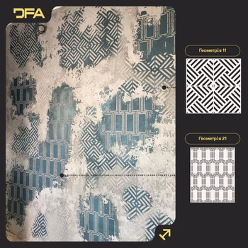 DFA Набор из 2 трафаретов Геометрия: Легкий способ обновить интерьер под штукатурку и краску 0.3-1 мм (N00192)