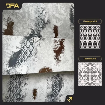 Набір трафаретів DFA 2 шт. – Створіть дизайнерський інтер’єр з геометричними візерунками, штукатурка/фарба 0.3-1 мм (N00166)