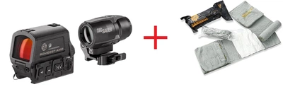 Комплект SIG SAUER ROMEO8T-AMR™ COMBO KIT коллиматор ROMEO8T-AMR™ + Магнифер JULIET3T-AMR™ MAGNIFIER + ПОДАРОК Бандаж Кровоостанавливающий Израильский EVERLIT