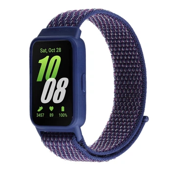 Ремінець на липучці Nylon для фітнес-браслету Samsung Galaxy Fit 3 Indigo Blue