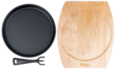 Patelnia do serwowania Vilde Cast Line żeliwna z deską 22 cm (5904316487799)