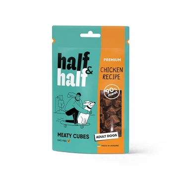 Ласощі HalfHalf м ясні кубики для собак, із куркою 100 г