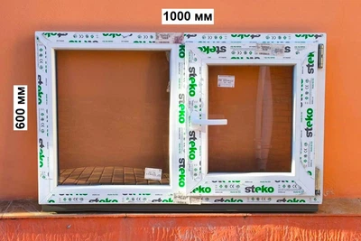 Окно Steko 1000 х 600 мм на 2-стекла+аргон, форточка с права