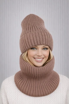 Жіночий в'язаний комплект шапка + снуд Жанна (One-Size) Моко
