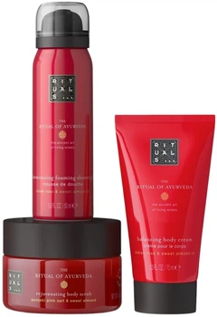 Набір Rituals The Ritual Of Ayurveda Trial Set Пінка для душу 50 мл + Крем для тіла 70 мл + Скраб для тіла 125 г (8719134185232 / 8719134205442) (955555914602139) - Уцінка