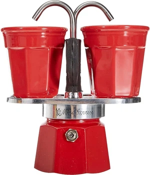 Гейзерна кавоварка Bialetti Mini Express + 2 чашки 90 мл червона (8006363030489) (955555913006332) - Уцінка