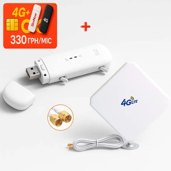 Мобильный 4G USB Wi-Fi модем/роутер ZTE MF79U + внешняя MiMo 4G (LTE) антенна 9 dB на подставке + подарок — безлимитная SIM-карта Vodafone