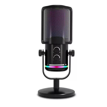 Игровой микрофон для стриминга настольный USB с шумоподавлением RGB подсветкой кардиоида для ПК ноутбука M16 JDT-0849641