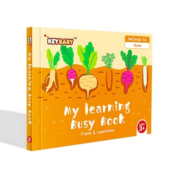 Детская развивающая книга Busy Book Монтессори,тактильная книга с липучками Keybaby для детей,бизибук, Fruits