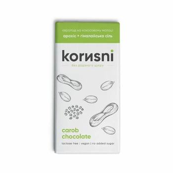Шоколад молочный без сахара Korusni с арахисом и гималайской солью 85 г