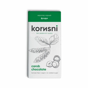 Шоколад черный без сахара Korusni с фундуком 85 г