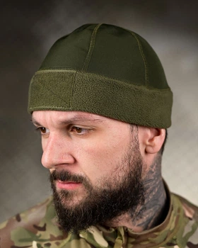 Шапка-Докерка Softshell на флісі олива розмір One Size